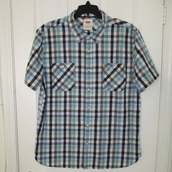Levi's Mens S/S Blue Plaid Cotton/Poly Casual Shirt - Size Large* - Picture 1 of 3